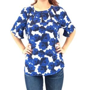 Banana republic blue poppy flutter sleeve blouse